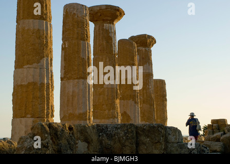 L'Italia, sicilia, Agrigento, Valle dei Templi, le colonne del Tempio di Eracle Foto Stock
