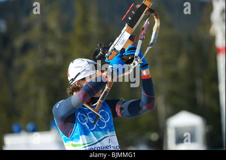 2010 Olimpiadi di Vancouver womens Biathlon, febbraio 2010, Sylvie Becart (FRA) Foto Stock