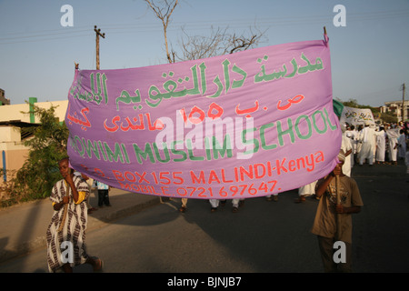 Il festival Maulidi a Malindi celebra la nascita del profitto Mohamed Foto Stock