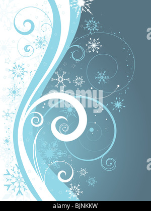 Decorative sfondo invernale con i fiocchi di neve e stelle Foto Stock