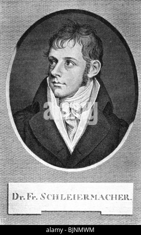 Schleiermacher Friedrich Daniel Ernst, 21.11.1768 - 12.2.1834, tedesco teologo, filosofo, ritratto, incisione su rame, artista del diritto d'autore non deve essere cancellata Foto Stock