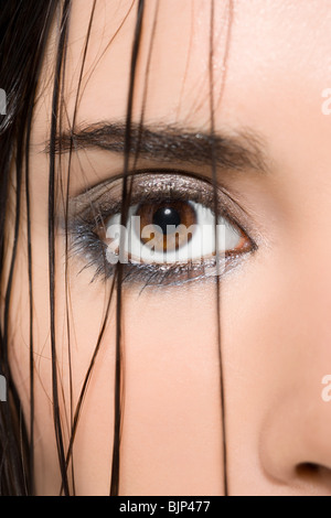 Ravvicinata di un volto di donna Foto Stock