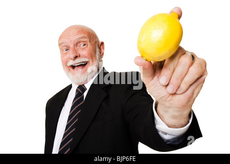 Business man tenendo il limone Foto Stock