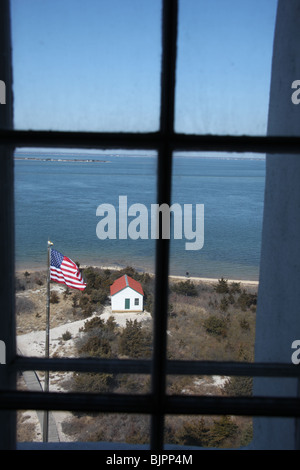 Vista da Fire Island Lighthouse finestra, Robert Mosè del Parco Statale di New York. © Katharine Andriotis Foto Stock