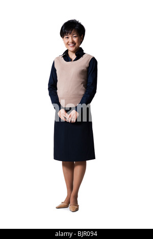 Donna sorridente Foto Stock