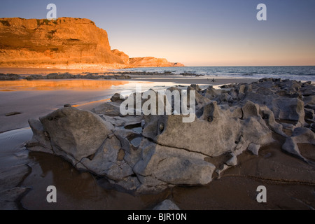 Caduta Bay nei pressi di Rhossili sulla Penisola di Gower, South Wales, Regno Unito Foto Stock