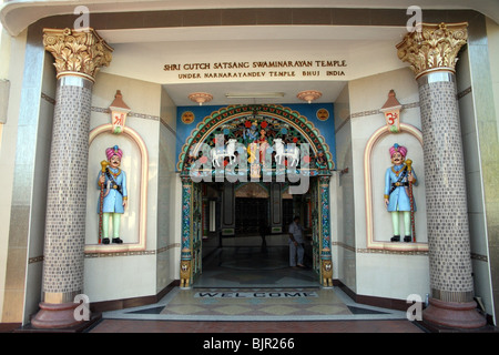 Ingresso alla Shree della frizione Satsang tempio di Swaminarayan Mombasa Foto Stock