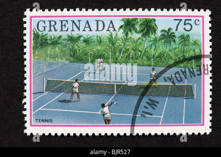 Francobollo da Grenada raffigurante il tennis. Foto Stock