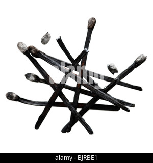 Bruciato corrisponde su sfondo bianco Foto Stock