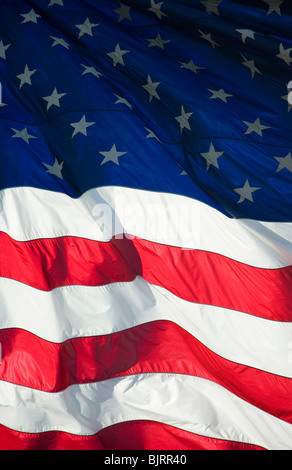 Close-up di sventolare United States Flag Foto Stock