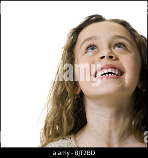 Ragazza giovane azienda globo terrestre Foto Stock