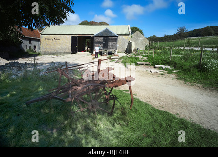 La fattoria nel villaggio abbandonato di tyneham sulla terra armata nel Dorset. villaggio è stato preso in consegna da parte dell'esercito nella seconda guerra mondiale Foto Stock