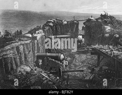 La Redan, vista di un tratto della parte interna, guerra di Crimea, (1857). Artista: H Bibby Foto Stock