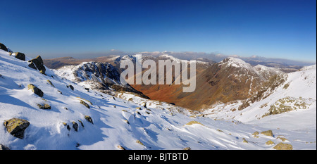 Lingmell, Kirk cadde e grande timpano in inverno Foto Stock