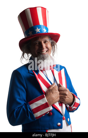 Ritratto di uomo in Uncle Sam's costume, studio shot Foto Stock