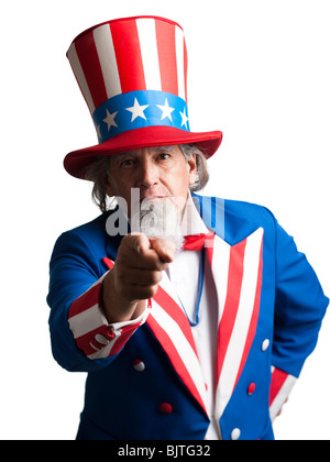 Ritratto di uomo in Uncle Sam's costume, studio shot Foto Stock