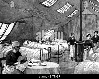 Medicina, malattie pandemiche, influenza, ospedale di emergenza durante l'epidemia di influenza a Parigi, inverno 1889 / 1890, Foto Stock
