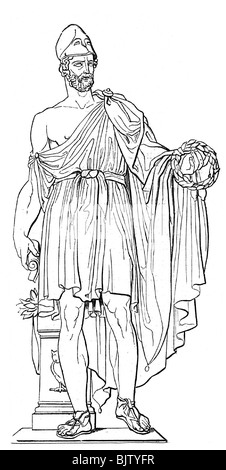 Pericle, circa 500 - 429 a.C., politico greco, a lunghezza intera, incisione in legno, 19th secolo, dopo la statua antica, Foto Stock