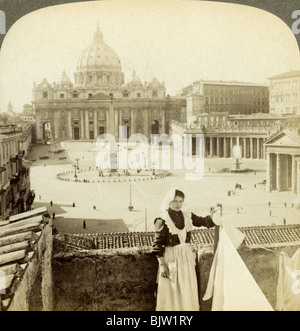 Piazza e nella Basilica di San Pietro e il Vaticano, Roma, Italia.Artista: Underwood & Underwood Foto Stock