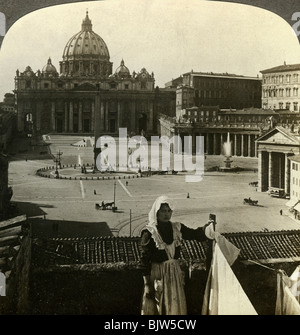 Piazza e nella Basilica di San Pietro e il Vaticano, Roma, Italia.Artista: Underwood & Underwood Foto Stock