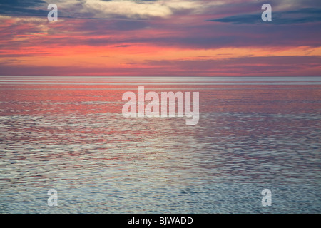 Tramonto sul Golfo del Messico da Venice Beach in Florida Venezia Foto Stock