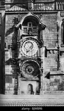 L'Orologio Astronomico di Praga, Cecoslovacchia, c1930s Artista: sconosciuto Foto Stock