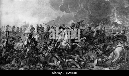 Decisiva la carica di vita delle guardie nella battaglia di Waterloo, 1815 (1896). Artista: WM Bromley Foto Stock