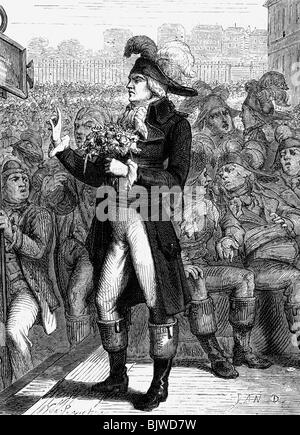 Robespierre, Maximilien de, 6.5.1758 - 28.7.1794, politico francese, membro del Comitato per la pubblica sicurezza 27.7.1793 - , Foto Stock