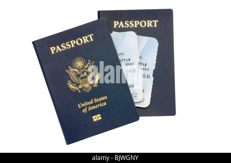 I passaporti con biglietti aerei Foto Stock