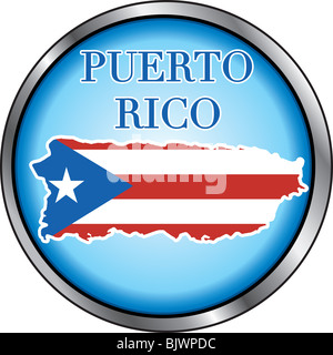 Illustrazione per Puerto Rico, tasto rotondo. Usato Didot font. Foto Stock