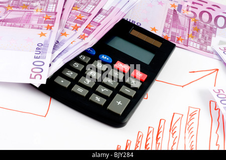 Le banconote di euro e schema Foto Stock