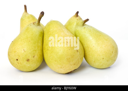 Cinque coscia pere isolati su sfondo bianco Foto Stock