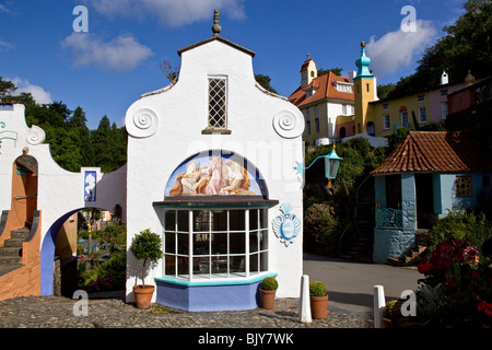 Piazza della batteria Portmeirion Foto Stock