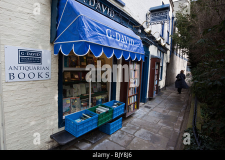 Cambridge Antiquarian Bookshop nel centro di Cambridge. G David bookshop, fondata nel 1896. Foto Stock