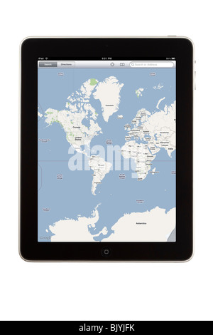 Un computer tablet iPad la visualizzazione dell'applicazione Mappe Foto Stock