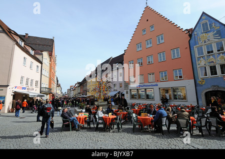 Piazza del mercato della città di Füssen, Baviera Germania Foto Stock