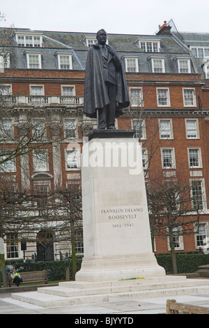 Statua di Franklin Delano Roosevelt in Grosvenor Square, Londra GB UK Foto Stock