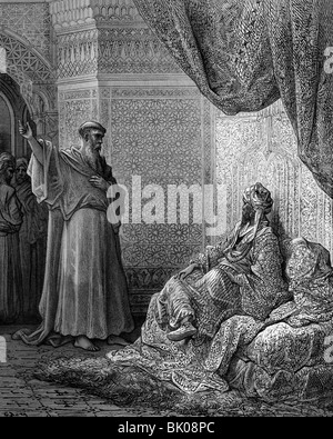 Francesco di Assisi, San (nato Giovanni Bernardone), sacerdote italiano (1182 - 1226), a piena lunghezza e visitando il Sultan Al-Kamil al Cairo, incisione su legno da Gustave Dore, da 'Crociate", edizione tedesca 1884, artista del diritto d'autore non deve essere cancellata Foto Stock