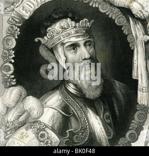 Edward III, 13.11.1312 - 21.6.1377, re d'Inghilterra 25.1.1327 - 21.6.1377, ritratto, acciaio, incisione del XIX secolo , artista del diritto d'autore non deve essere cancellata Foto Stock
