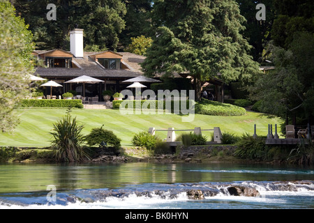 Il proprietario del cottage a Huka Lodge è uno dei più esclusivi del mondo hideaways privato Taupo, Nuova Zelanda Foto Stock