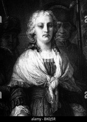 Maria Antonietta, 2.11.1755 - 16.10.1793, Regina consorte di Francia 10.5.1774 - 21.9.1792, a mezza lunghezza, davanti al Tribunale rivoluzionario, Canciergerie, Parigi, 14.10.1794, incisione del legno, 19th secolo, , Foto Stock