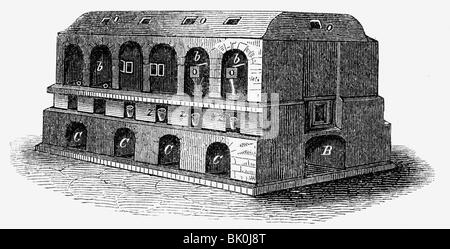 Industria, metallo, zinco, forno di fusione, incisione del legno, 'Buch der Erfindungen', pubblicato da otto Spamer, Leipzig, 1872, Foto Stock