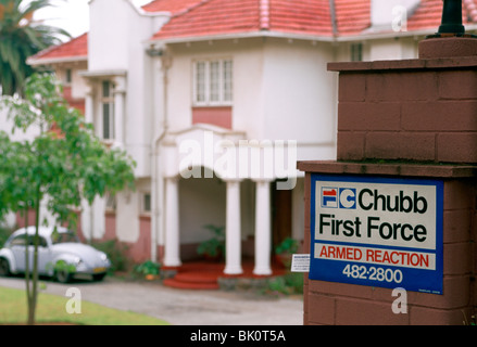 Agenzia di sicurezza privata segno, Johannesburg, Sud Africa. Foto Stock