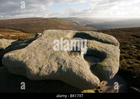 Parte superiore della valle del Derwent da cavallo pietre, Howden Mori, Peak District, Derbyshire, England, Regno Unito Foto Stock