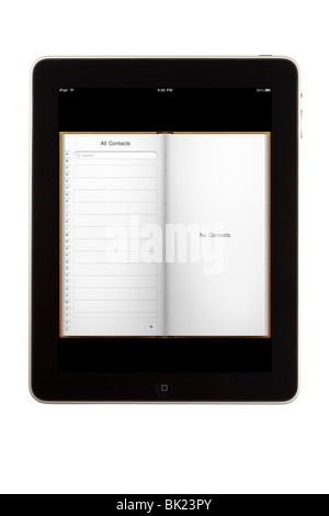 Un computer tablet iPad la visualizzazione dell'applicazione Contatti Foto Stock