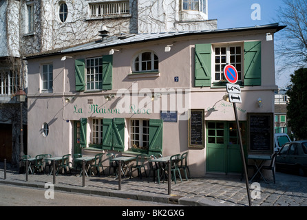 Ristorante, La Maison Rose, Rue de l'Abreuvoir, Montmartre, Parigi, Francia Foto Stock