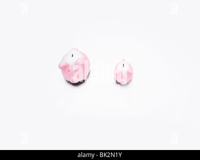 Salvadanaio di banche nella neve Foto Stock