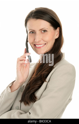 Elegante donna matura telefonare Foto Stock