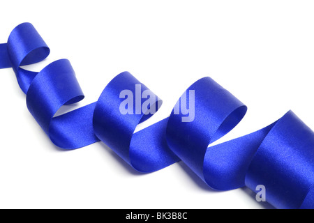 Curling blu Ribbon regalo Foto Stock