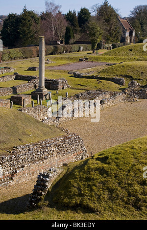 Teatro romano di Verulamium, St Albans, Hertfordshire, Inghilterra Foto Stock